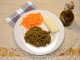 Αρακά με σαλάτα καρότο και τυρί χαμηλών λιπαρών - Peas with carrot salad and low fat cheese
