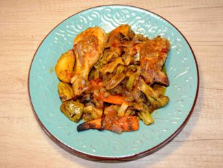 Κοτόπουλο στο φούρνο με λαχανικά και σάλτσα μουστάρδας - Chicken in the oven with vegetables and mustard sauce