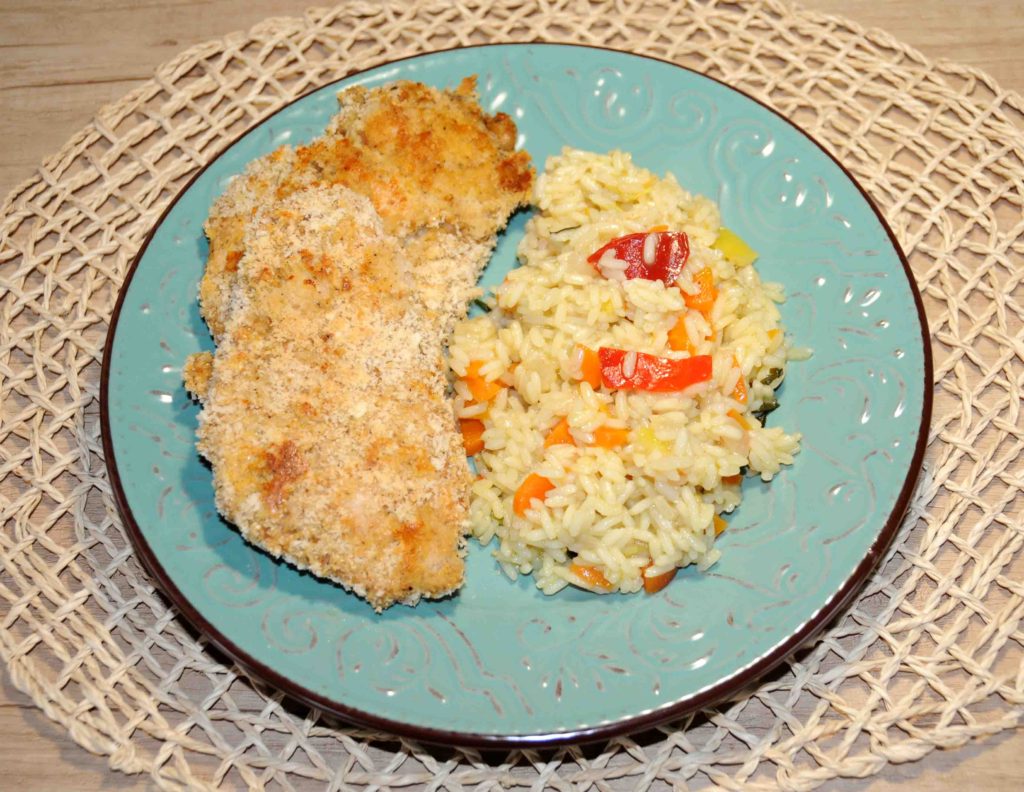 Σνίτσελ κοτόπουλου με ρύζι - Chicken schnitzel with rice